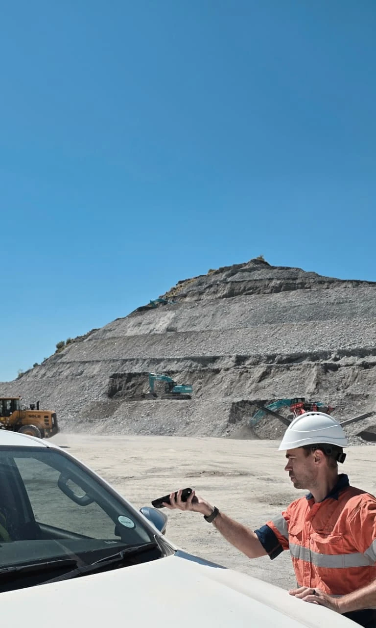 SUPA TAG being used to scan a vehicle licence disc at a quarry